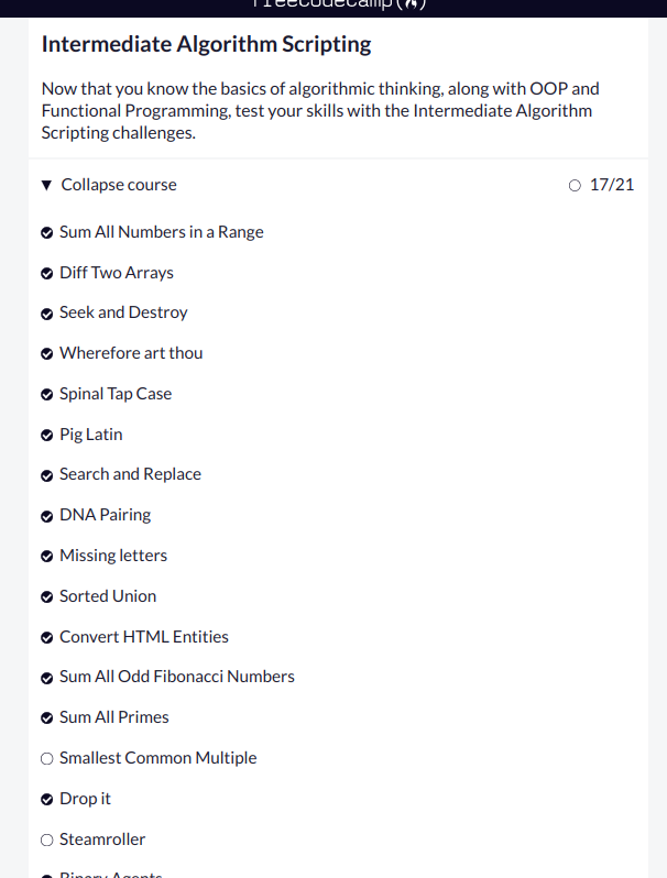 freecodecamp algorithm challenges